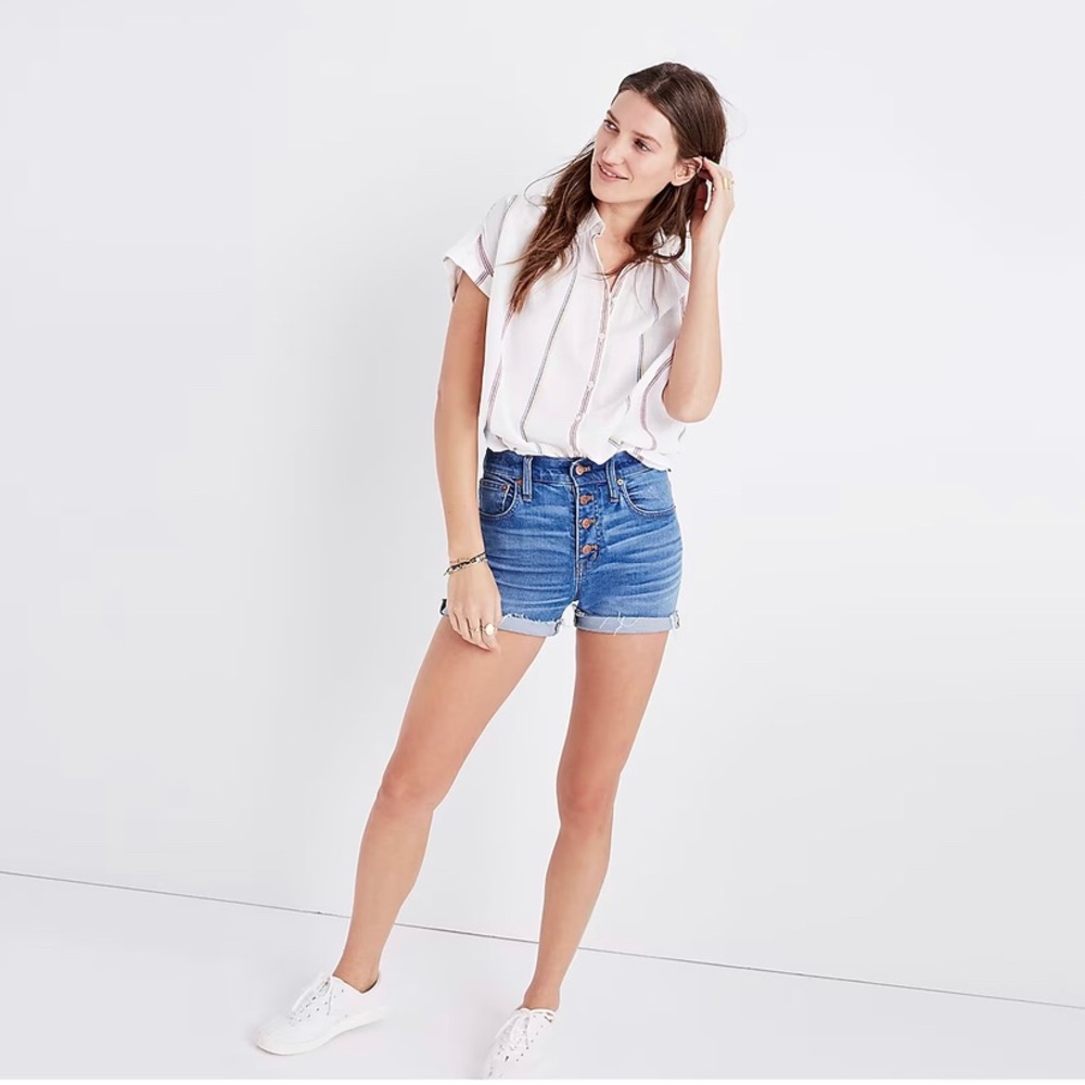 Madewell High-Rise Denim Boyshorts: Button-Through Edition